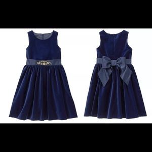 Gymboree Navy Velveteen Gold Gem Dress Sz 7